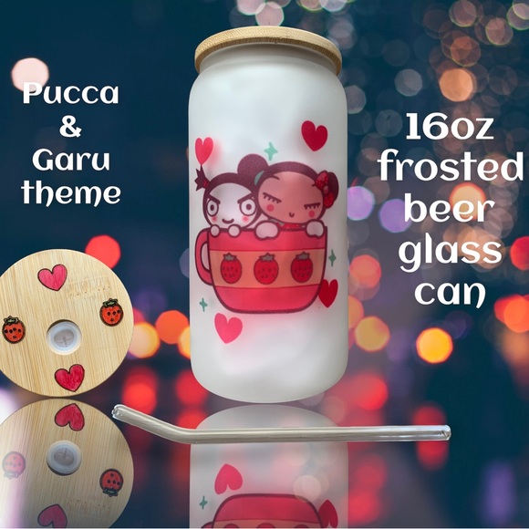 Pucca and Garu theme 16oz frosted beer glass can - Picture 6 of 6